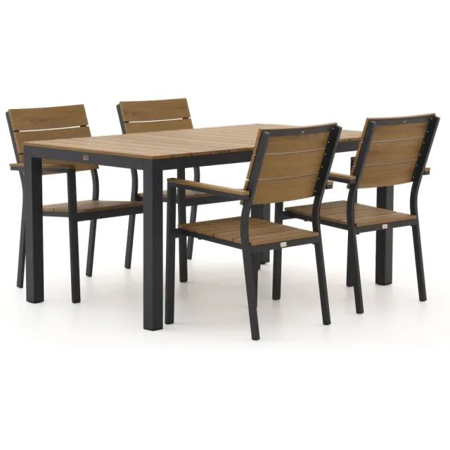 Bellagio tuinmeubelen Bellagio Fidenza 160cm dining tuinset 5-delig stapelbaar Grijs