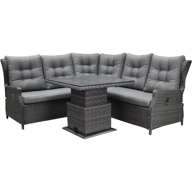 AVH-Collectie Ibiza premium dining loungeset 4 delig verstelbare tafel antraciet