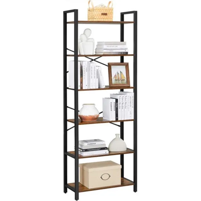 IN-HOMEXL Grote Open Boekenkast Industrieel - 6 Planken - Hout & Metaal - Zents XL IN-HOMEXL - 165 cm Bruin
