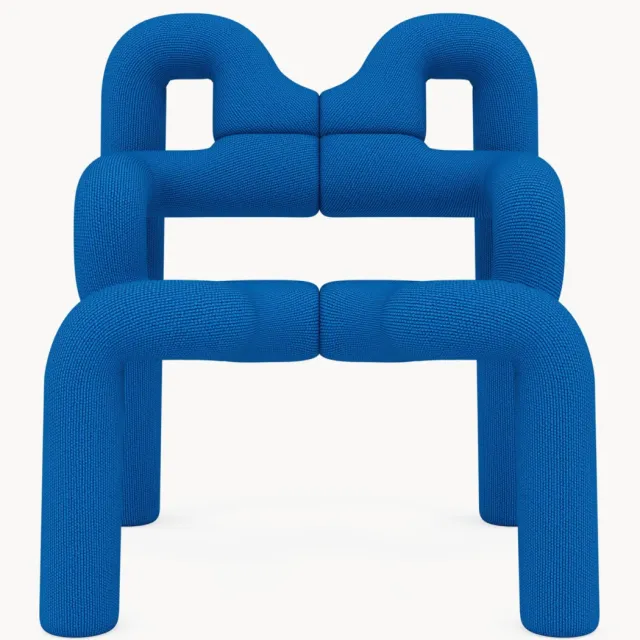 Varier Gebreide wollen armleunstoel Ekstrem Blauw