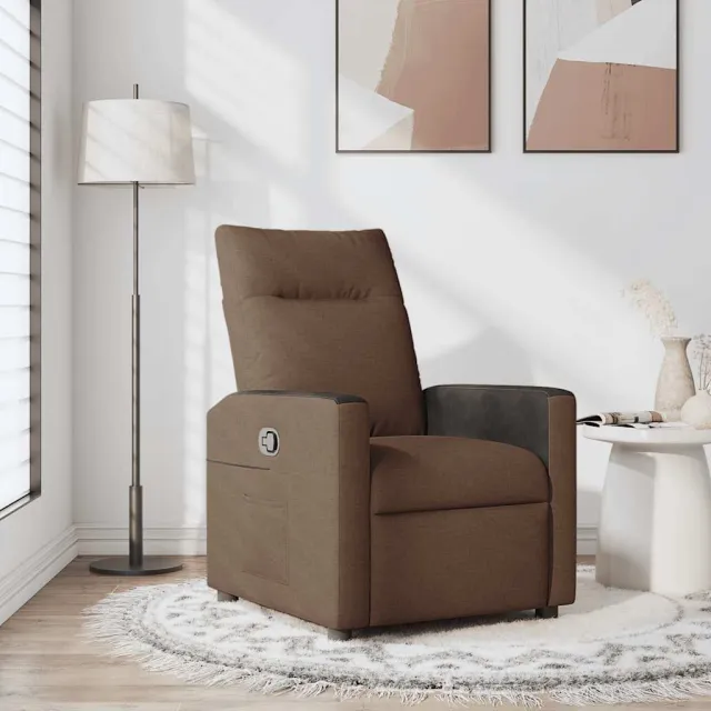 vidaXL Fauteuil verstelbaar stof bruin