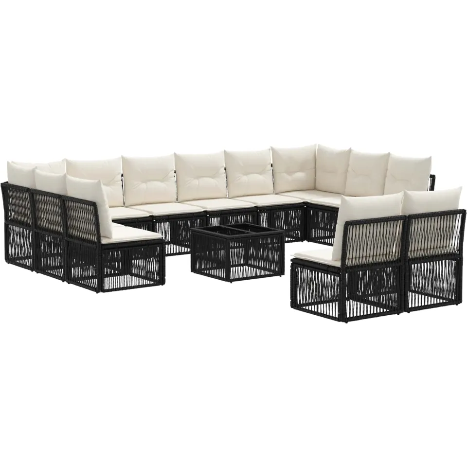 vidaXL Tuinbankenset 13 st Zwart poly rattan