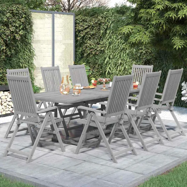 vidaXL 9-delige Tuinset massief acaciahout grijs, foto 2