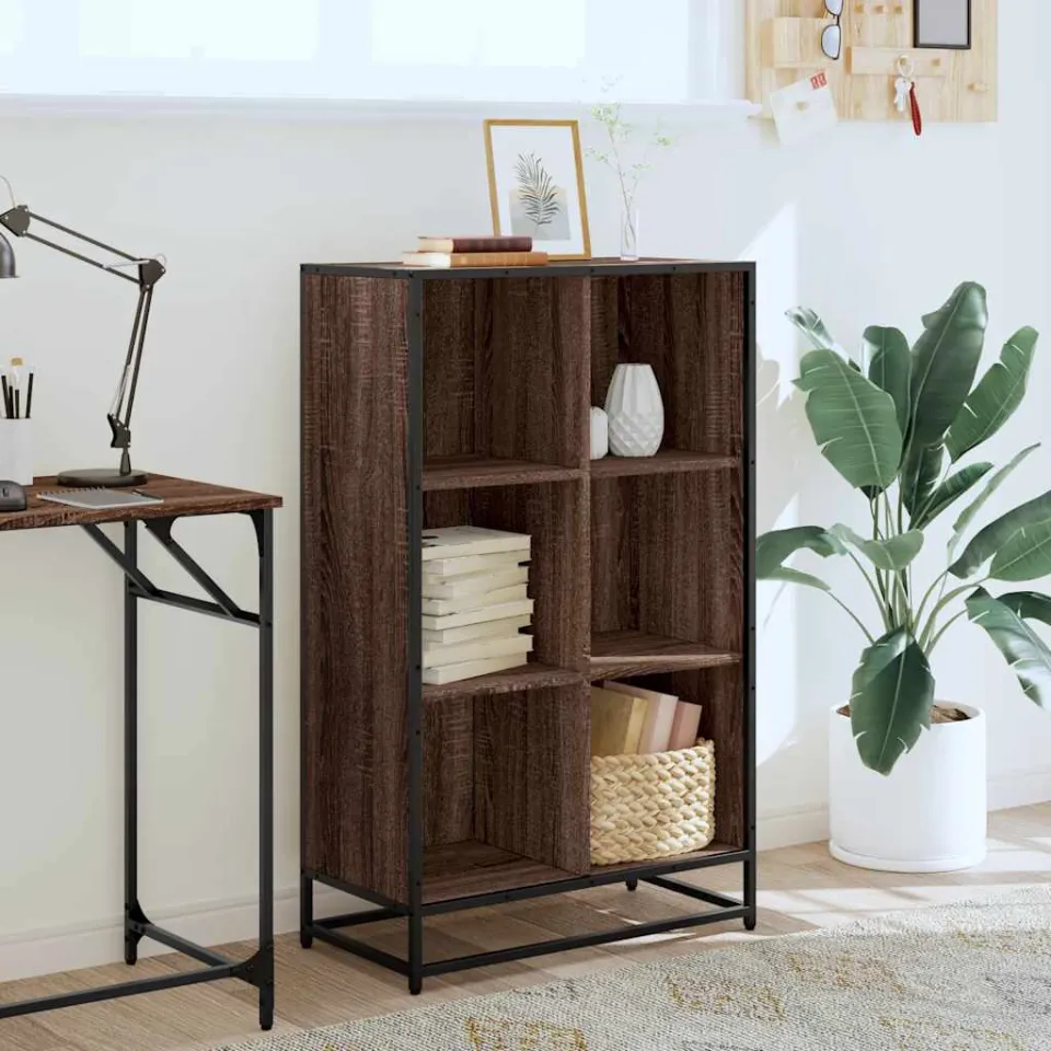vidaXL Boekenkast 65,5x33x107,5 cm bewerkt hout bruin eikenkleur, foto 2