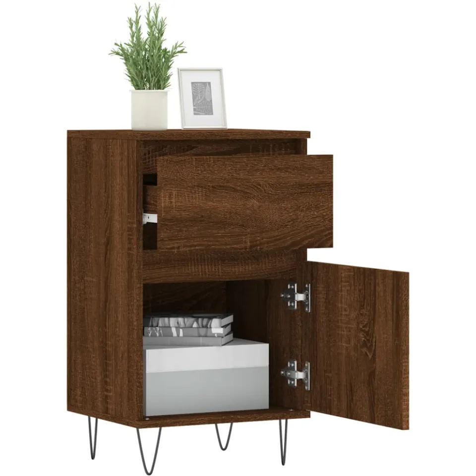 vidaXL Dressoirs 2 st 40x35x70 cm bewerkt hout bruin eikenkleur, foto 4