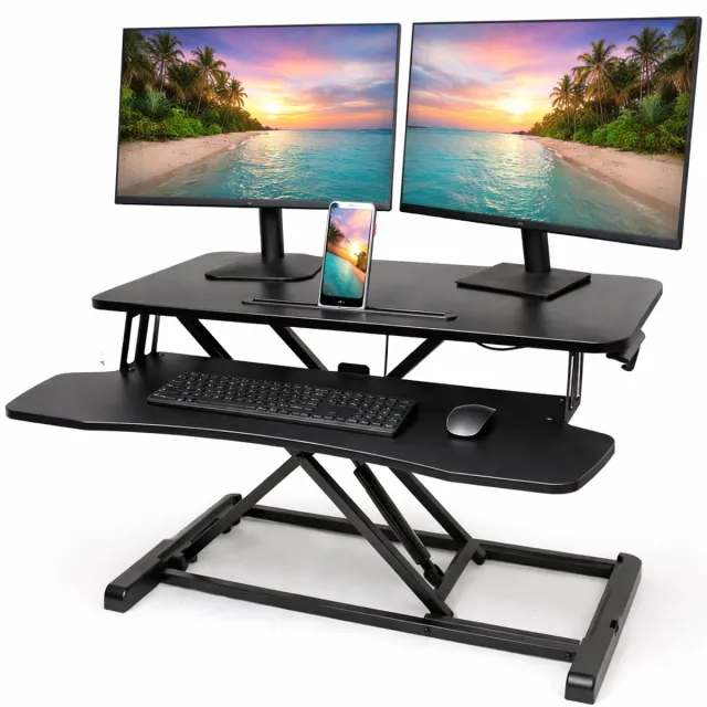 Sounix Laptoptafel - Gasveer Hoogte verstelbaar - 80x40cm - Hoogte 11- 50cm - Inklapbaar - Banktafel - Ontbijttafeltje - Zwart Zwart verstelbaar