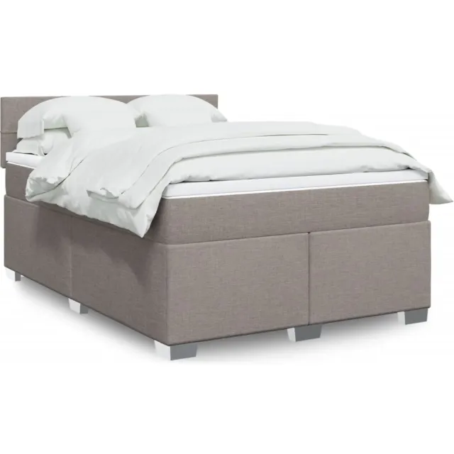 vidaXL Boxspring met matras stof taupe 140x200 cm
