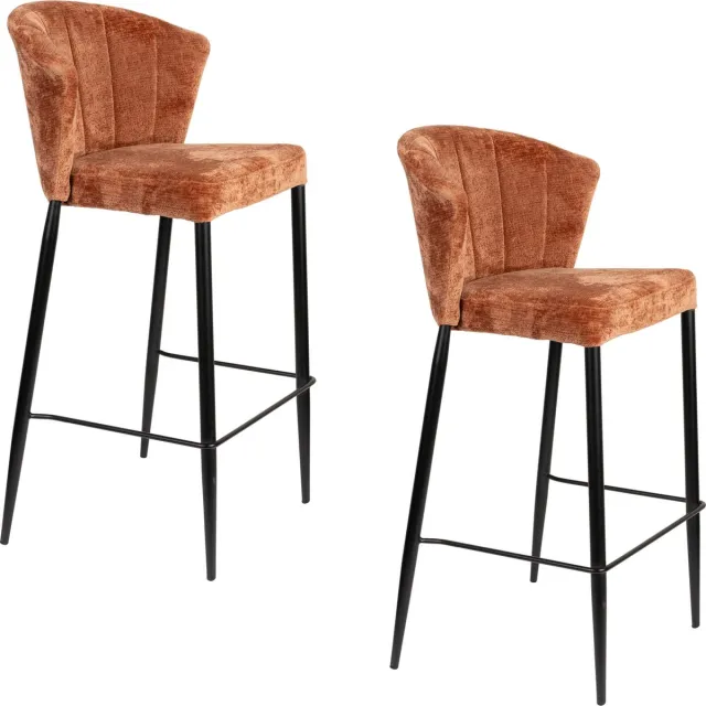 Dutchbone Georgia Barkrukken rugleuning 73 cm Oranje - Set van 2 Rood