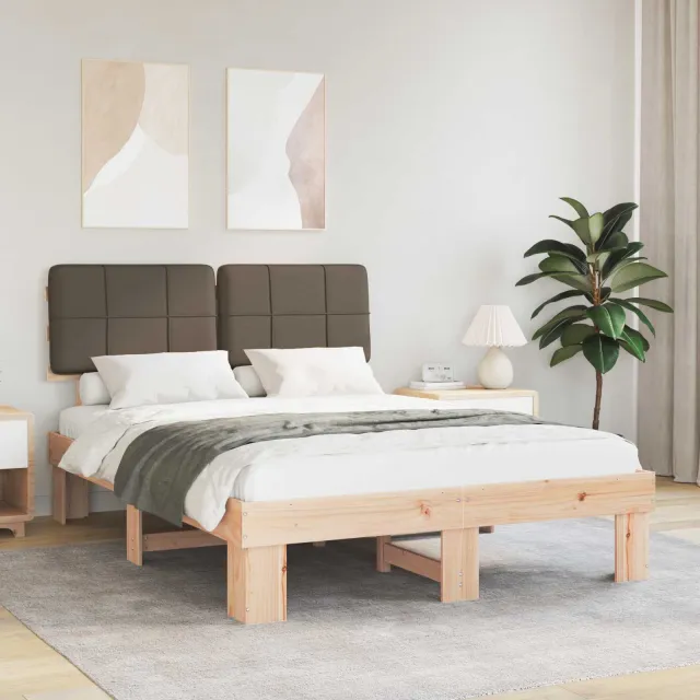 vidaXL Bedframe met Gevoerd Hoofdgedeelte Naturel en taupe