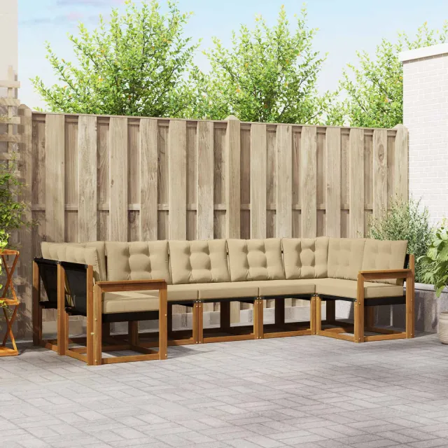 vidaXL Buiten bankenset 7 st 7-zits Natuurlijk en Beige