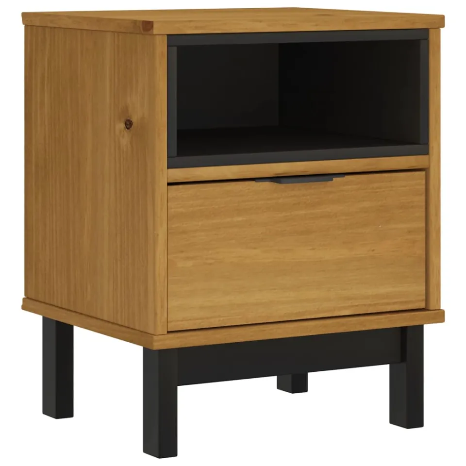 vidaXL Nachtkastje FLAM 40x35x50 cm massief grenenhout bruin, foto 3