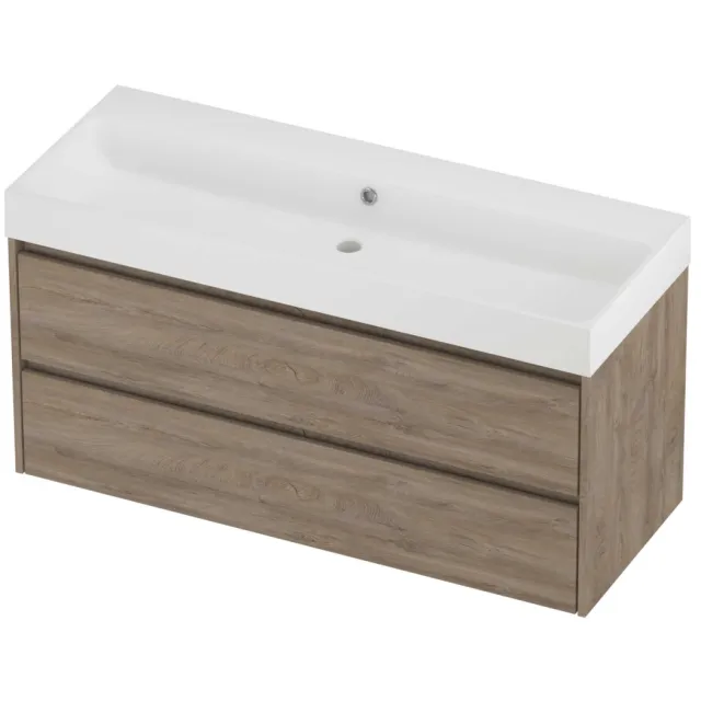 Proline Podium Badmeubelset Polystone Loft Enkel 120x46x62 cm Mat White Raw Oak Eiken