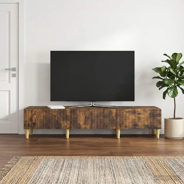 vidaXL TV-kast met lade Gerookt eiken 147 x 34,5 x 30 cm Bewerkt hout, foto 2