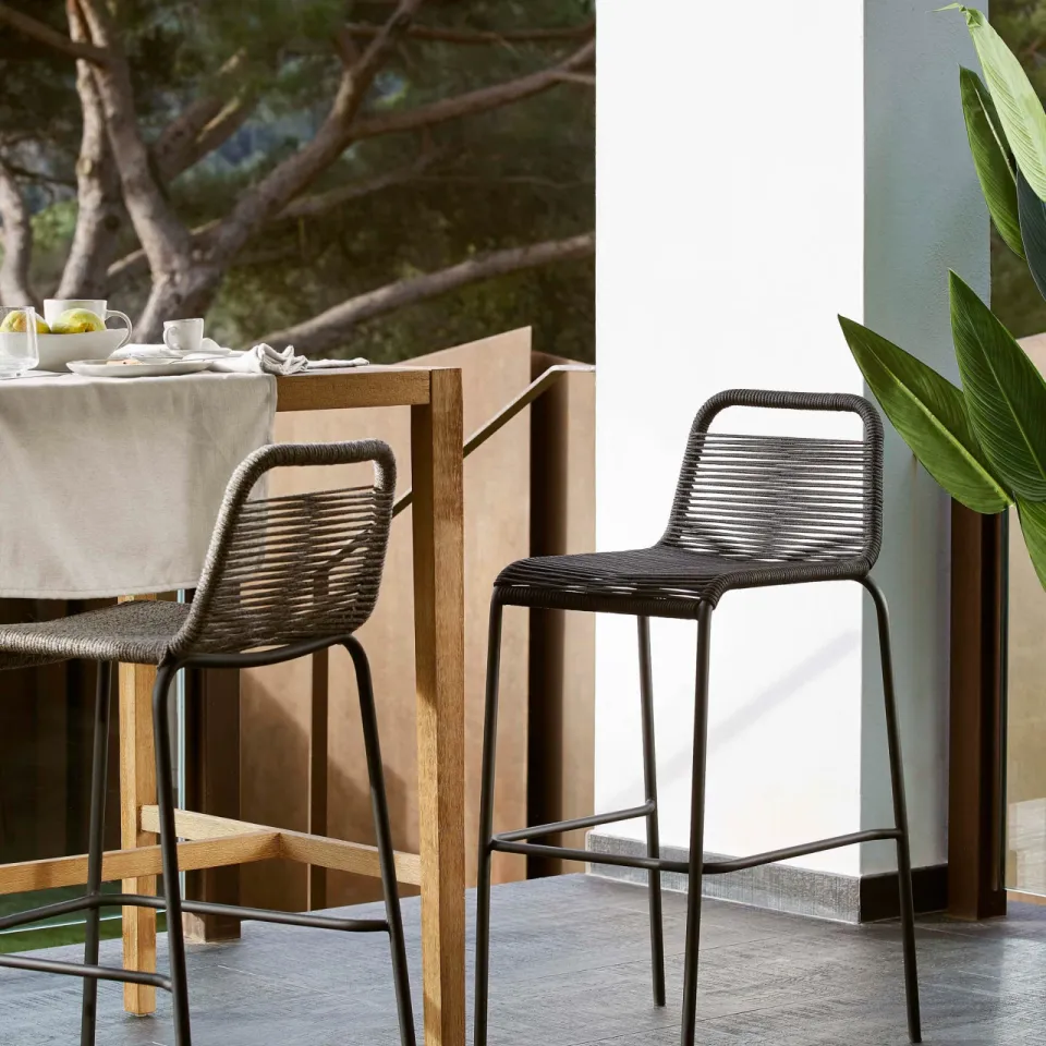 Kave Home Lambton outdoor barkruk zwart, foto 3