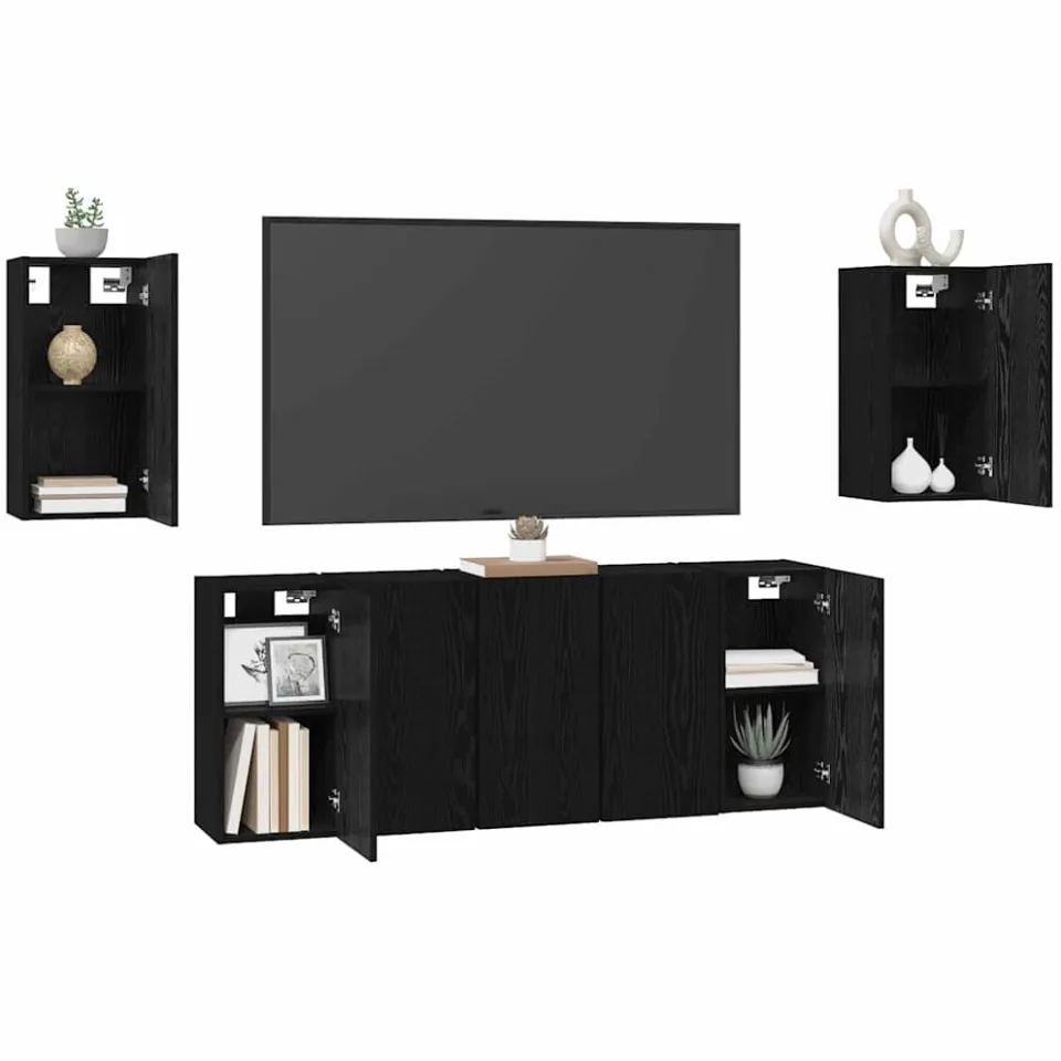 vidaXL Tv-meubelset 7 st 30,5 x 30 x 60 cm Zwart Eiken