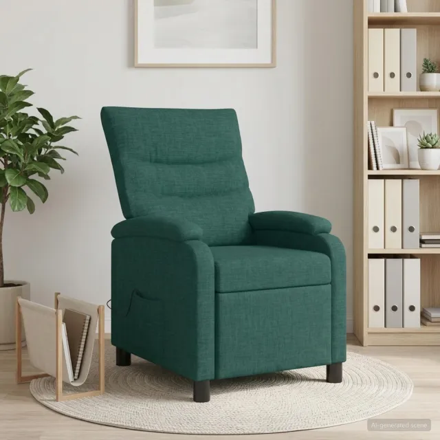 vidaXL Massage Recliner Donkergroen Stof