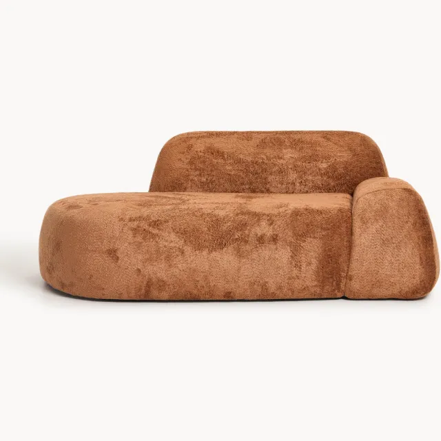 Westwing Collection Teddy bouclé bank Wolke (2-zits) met chaise longue terracotta