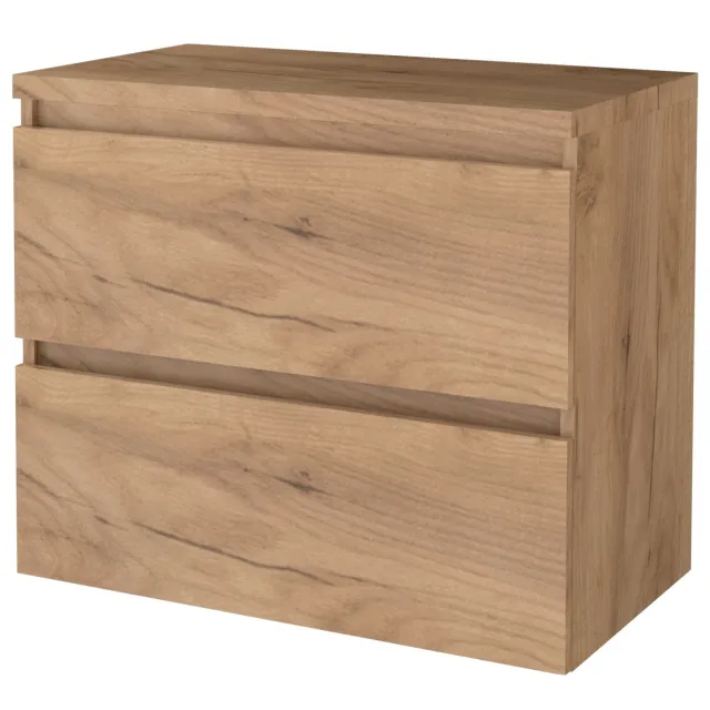 Aquasplash Badmeubelset Aquasplash Salt 80x46 cm Greeploos 2 Lades Met Afdekplaat Whisky Oak Aquasplash