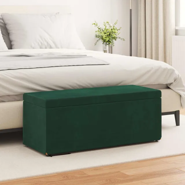 vidaXL Kruk Donkergroen 101 x 41 x 40 cm Velvet en Gefabriceerd Hout groen, foto 2