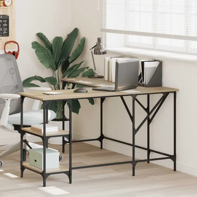 vidaXL Bureau 139x139x75 cm bewerkt hout sonoma eikenkleurig, foto 2