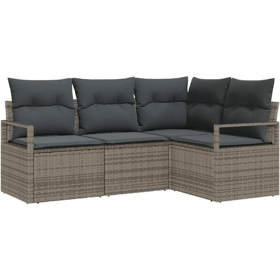vidaXL Bankstel 4 st Grijs poly rattan