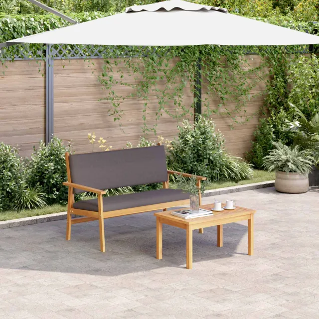 vidaXL Tuinbankenset 2 st Antraciet Massief Acaciahout, foto 2