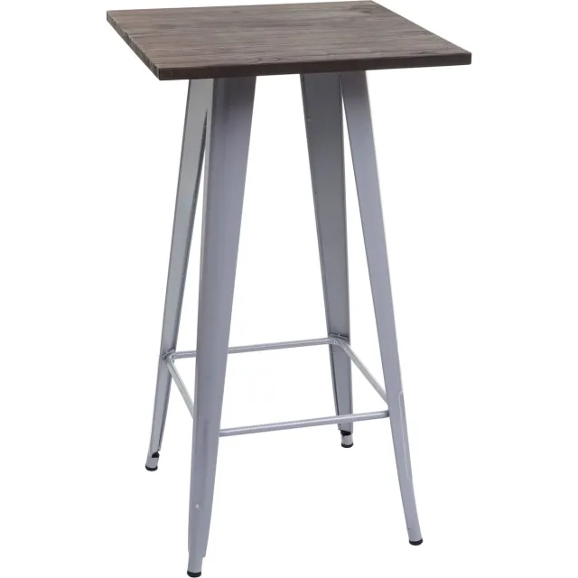 MCW Hoge tafel MCW-A73 incl. houten tafelblad, bistrotafel bartafel, metalen industrieel ontwerp 107x60x60cm ~ grijs