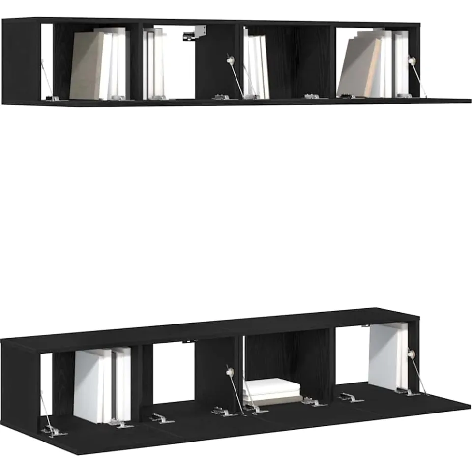 vidaXL Tv-meubelset 4 st 80 x 30 x 30 cm Zwart Eiken, foto 2