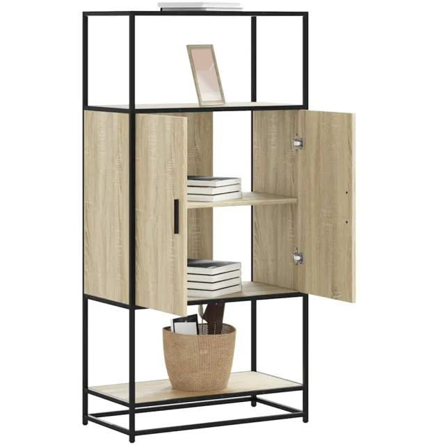 vidaXL Hoge kast 68x35x139 cm bewerkt hout en metaal sonoma eikenkleur Bruin