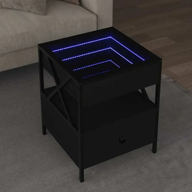vidaXL Salontafel met Infinity LED 40x40x51 cm zwart, foto 2