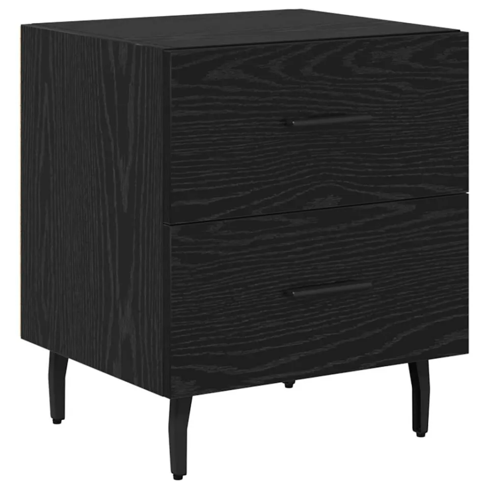 vidaXL Nachtkastje Zwart Eiken 40 x 35 x 47,5 cm Bewerkt hout, foto 3