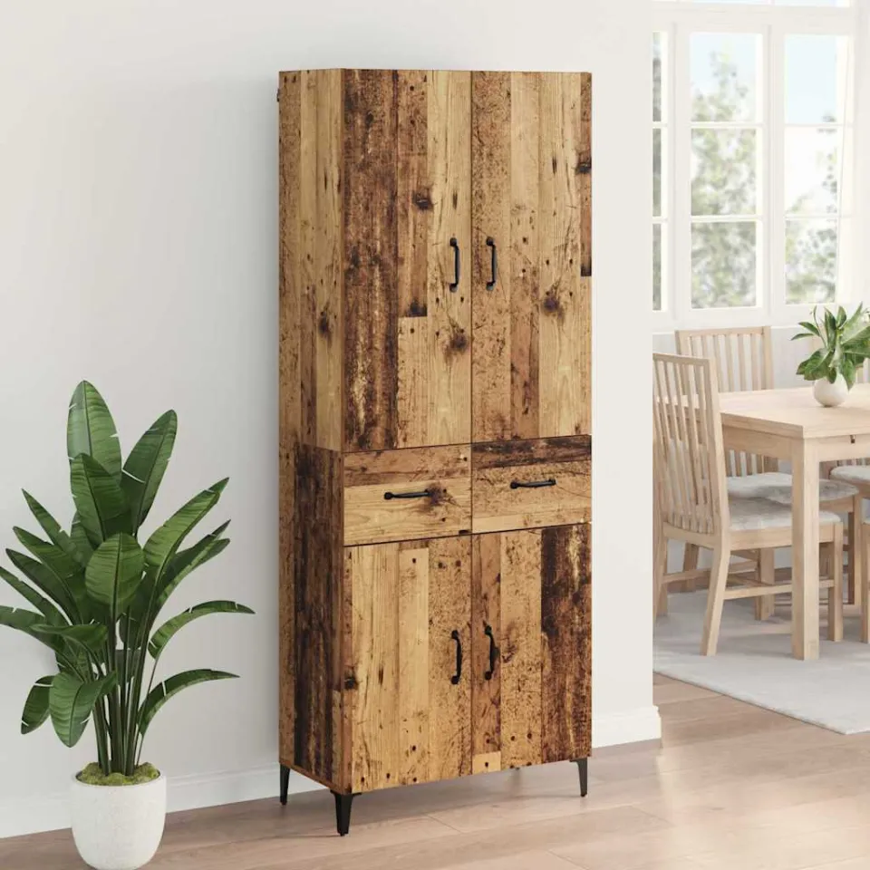 vidaXL Highboard Oud Hout 69,5 x 34 x 180 cm Bewerkt hout bruin, foto 4