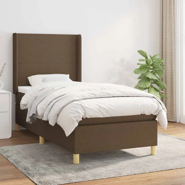 vidaXL Boxspring met matras stof donkerbruin 90x190 cm bruin