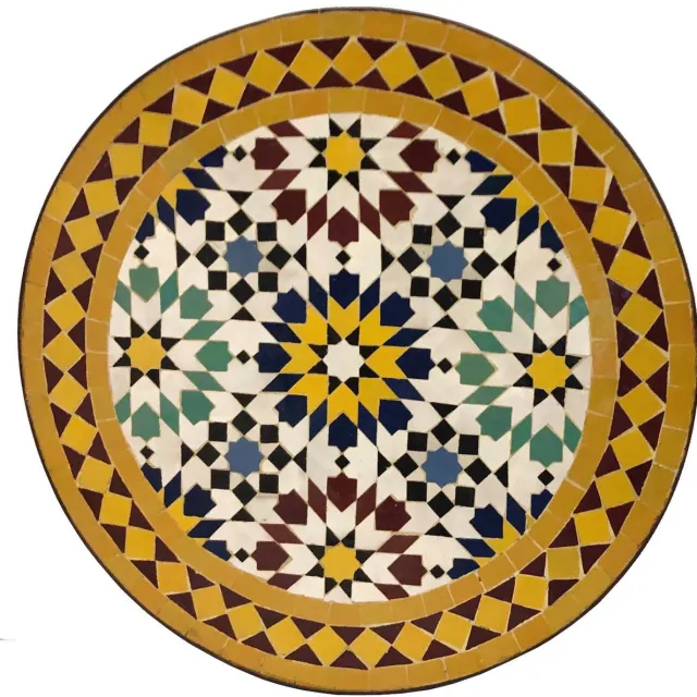 Casa Moro Mozaïek bijzettafel Ø45cm Ankabut geel Zie afbeeldingen en beschrijving