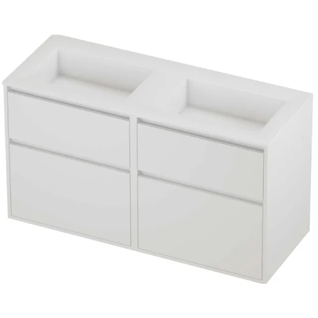 Proline Aristo Badmeubelset Polystone Elegant Dubbel 120x46x67 cm Glans Wit Mat White Mat Wit