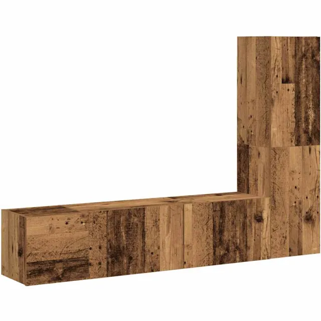 vidaXL Tv-wandkasten 3 st bewerkt hout oud houtkleurig Bruin