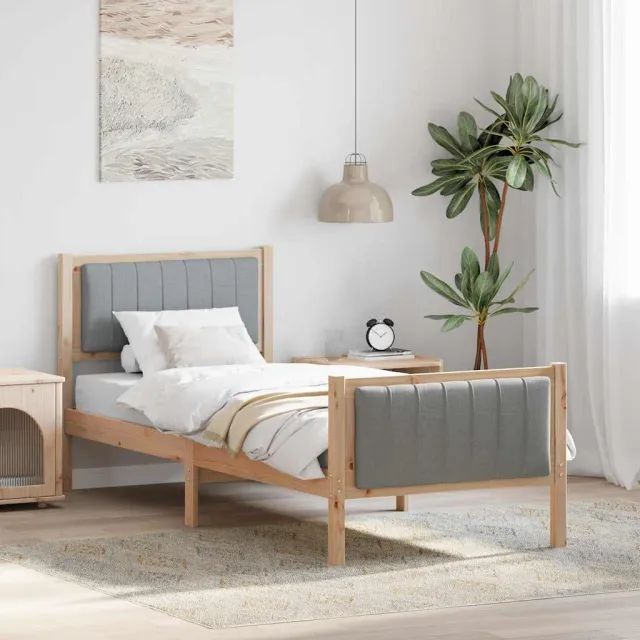vidaXL Bedframe Bruin en lichtgrijs 80 x 200 cm Massief grenenhout