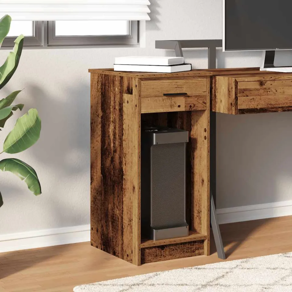vidaXL Computertorenstandaard met lade 35x45x77 cm oud houtkleurig bruin, foto 2