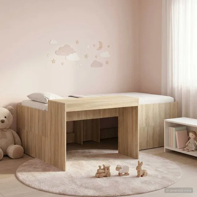 vidaXL Hoge Bed Frame met Bureau voor Kinderen Sonoma Eiken Bruin