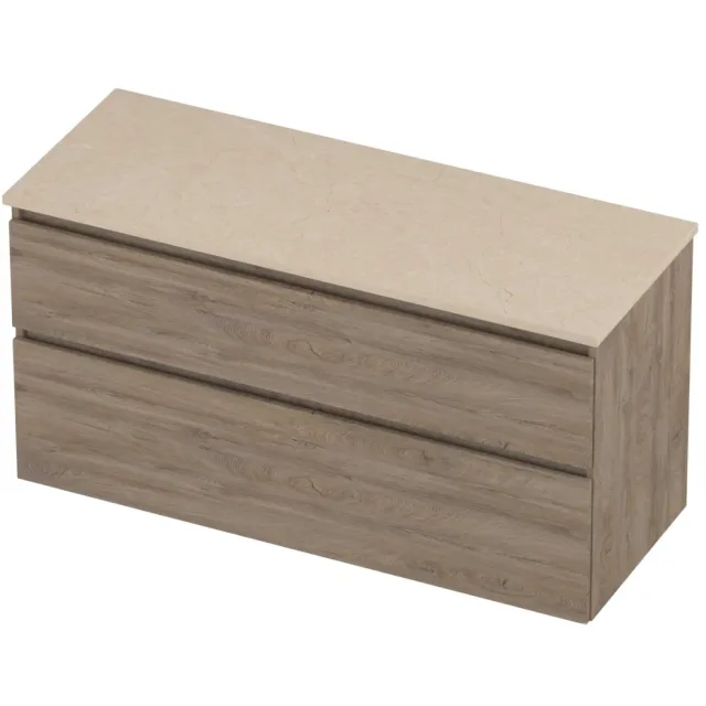 Proline Deck Badmeubelset Hardsteen Asymmetrisch 120x46x55 cm Sand Stone Raw Oak Eiken