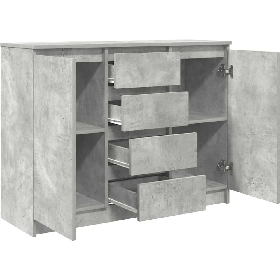 vidaXL Dressoir met lades 100,5x35x76 cm spaanplaat betongrijs grijs, foto 4