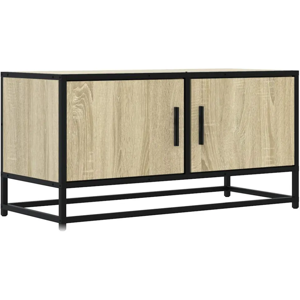 vidaXL Tv-meubel 80x34,5x40 cm bewerkt hout metaal sonoma eikenkleurig Bruin