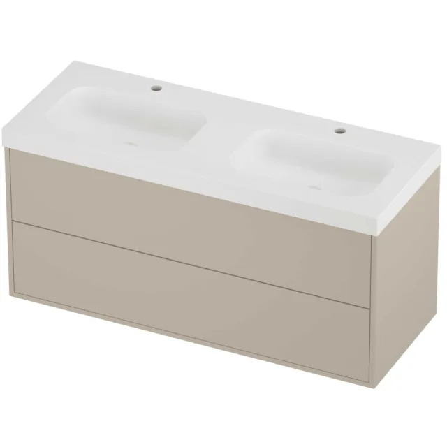Proline Haga Badmeubelset Polystone Mezza 120x46x58 cm Mat White Soft Linen Beige
