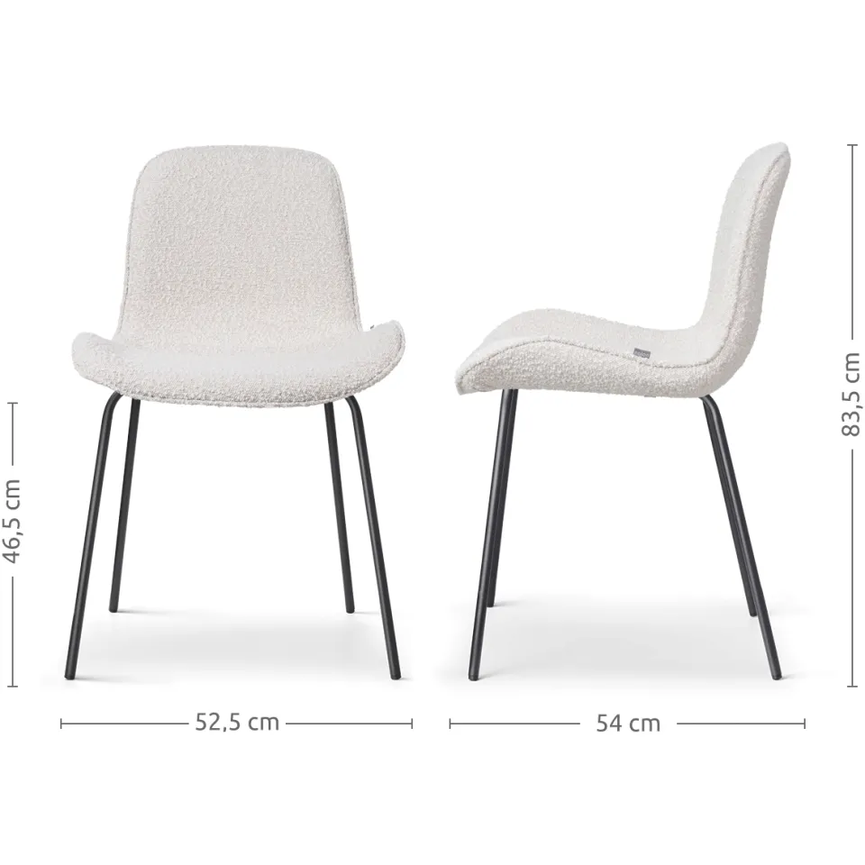 Nolon Nora-Fé eetkamerstoel bouclé beige - zwart onderstel, foto 3