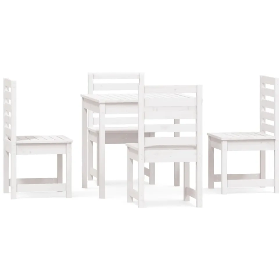 vidaXL 5-delige Tuinset massief grenenhout wit