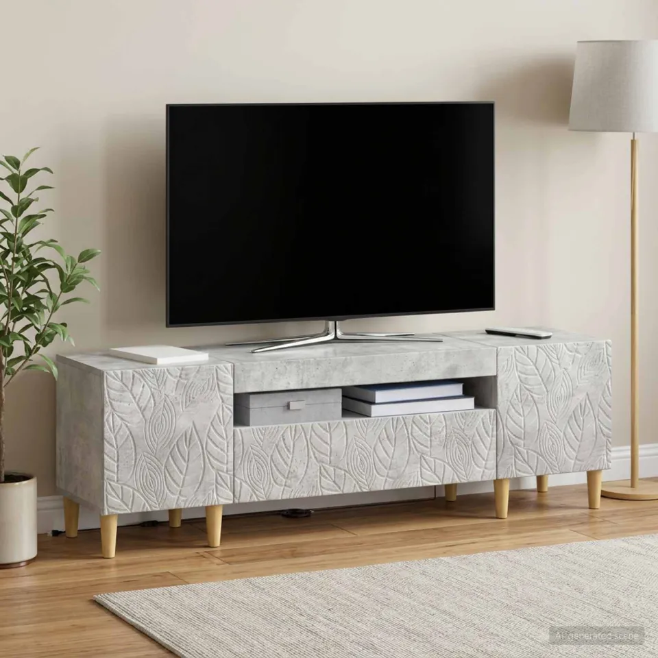 vidaXL LED tv-meubel DELFT 153 x 35 x 43 cm Betongrijs Bewerkt hout grijs, foto 4