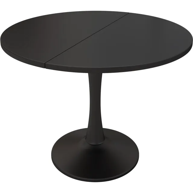 SONNENH Ronde uitschuifbare eettafel - MDF - Ø 100 tot 140 cm lang - Zwart