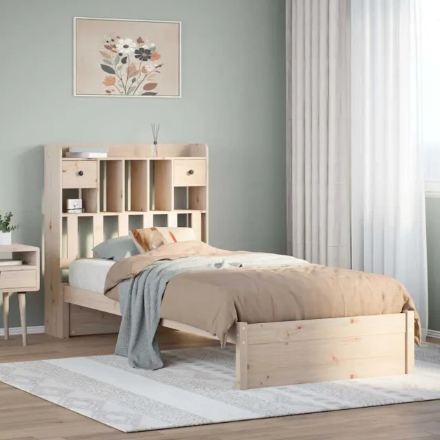 vidaXL Bed met boekenkast zonder matras massief grenenhout 75x190 cm Bruin