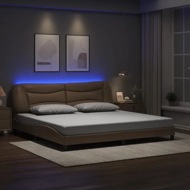 vidaXL Bedframe met LED zonder matras "Hvar" cappuccino 200x200 cm Bruin