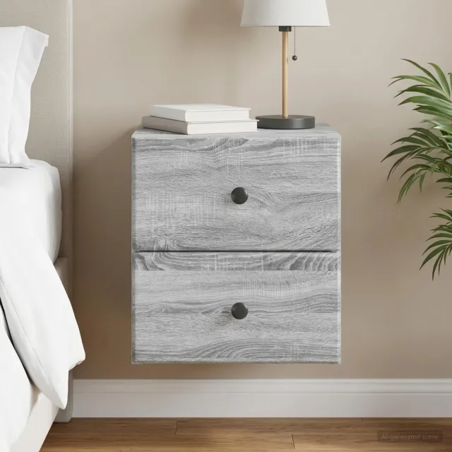 vidaXL Wandbeugel Bedkast Grijs sonoma 34,5 x 33 x 40 cm Bewerkt hout, foto 2